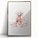 Floral Ballet Shoes Wall Print - Personalized Kids Art