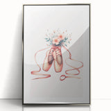 Floral Ballet Shoes Wall Print - Personalized Kids Art
