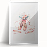Floral Ballet Shoes Wall Print - Personalized Kids Art