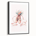 Floral Ballet Shoes Wall Print - Personalized Kids Art