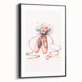 Floral Ballet Shoes Wall Print - Personalized Kids Art