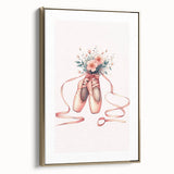 Floral Ballet Shoes Wall Print - Personalized Kids Art