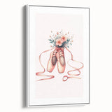 Floral Ballet Shoes Wall Print - Personalized Kids Art