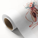 Floral Ballet Shoes Wall Print - Personalized Kids Art