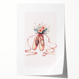 Floral Ballet Shoes Wall Print - Personalized Kids Art