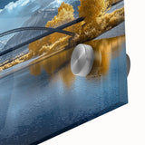 Close-up of a sleek acrylic glass landscape bridge design, highlighting vibrant colors and intricate details, perfect for modern home decor or art enthusiasts.