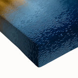 Close-up view of a stretched canvas artwork depicting a serene landscape bridge scene, showcasing vibrant colors and fine details, ideal for home decor.