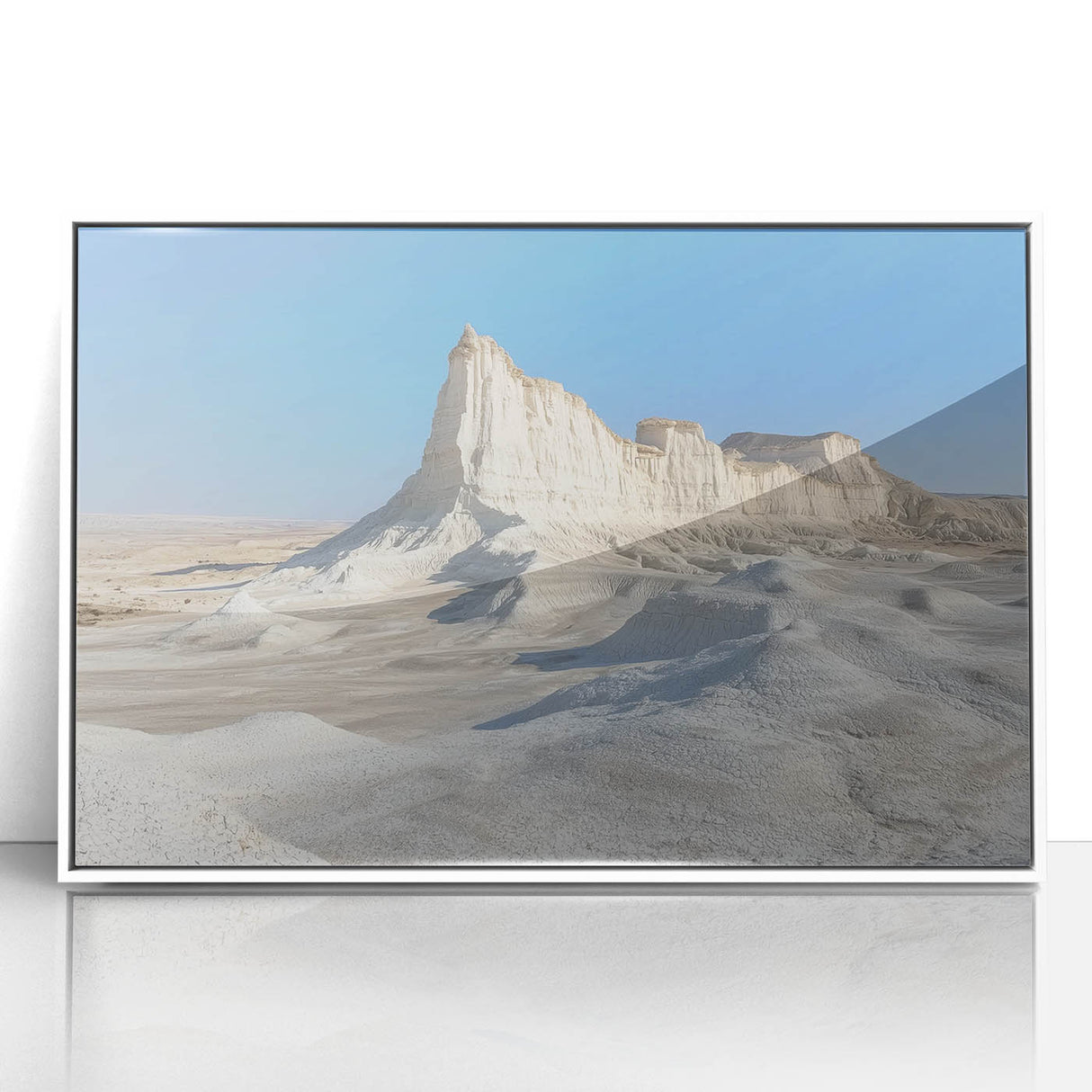 Framed acrylic artwork depicting a stunning landscape of canyons, showcasing vibrant colors and intricate details, ideal for modern home decor and art enthusiasts.