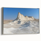 Framed landscape canvas artwork depicting stunning canyons in vibrant earthy tones, showcasing intricate details, mounted in a sleek silver frame for a modern aesthetic.
