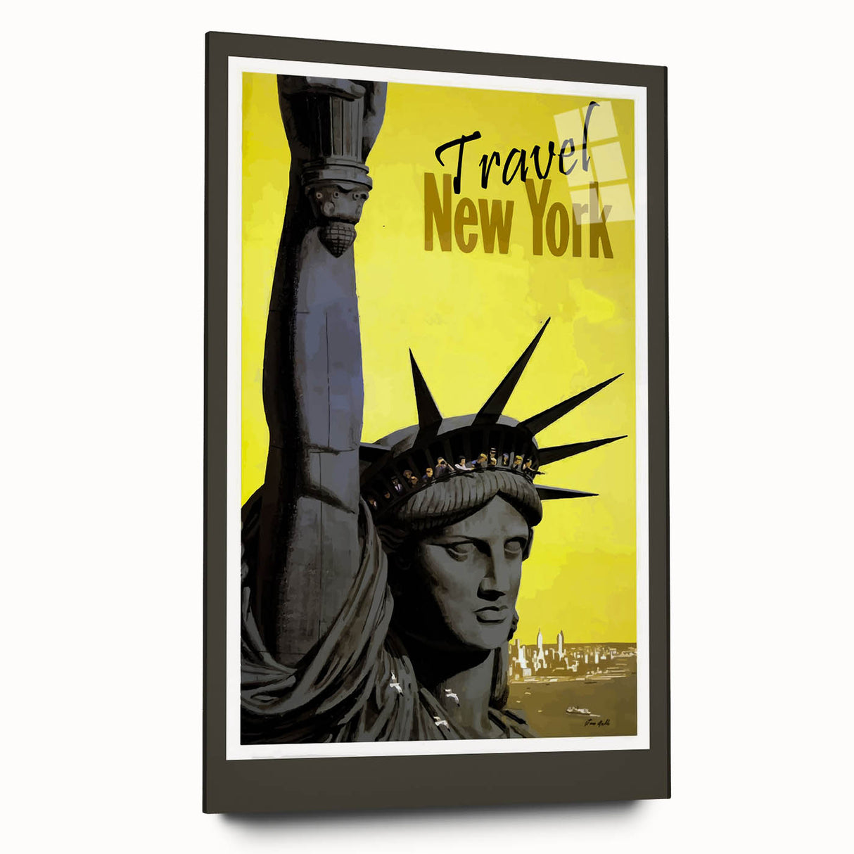 Retro New York Travel Poster - Vintage Statue of Liberty Wall Art