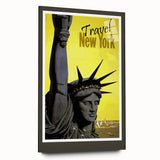 Retro New York Travel Poster - Vintage Statue of Liberty Wall Art