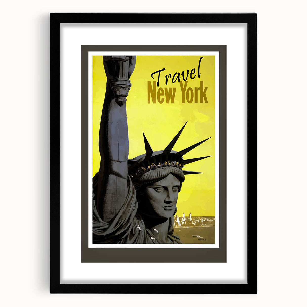 Retro New York Travel Poster - Vintage Statue of Liberty Wall Art