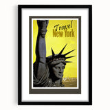 Retro New York Travel Poster - Vintage Statue of Liberty Wall Art