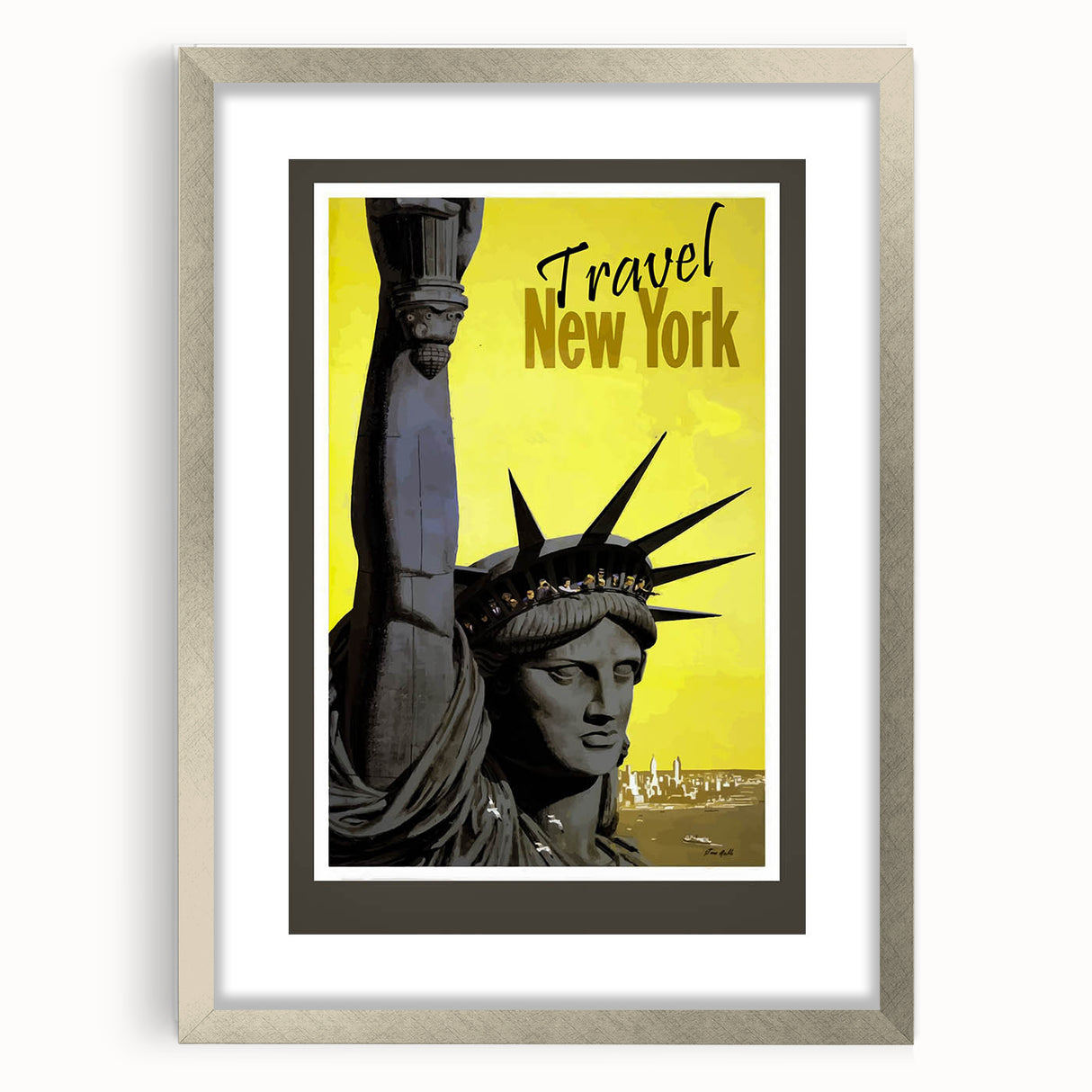 Retro New York Travel Poster - Vintage Statue of Liberty Wall Art