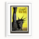 Retro New York Travel Poster - Vintage Statue of Liberty Wall Art