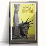 Retro New York Travel Poster - Vintage Statue of Liberty Wall Art