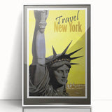 Retro New York Travel Poster - Vintage Statue of Liberty Wall Art