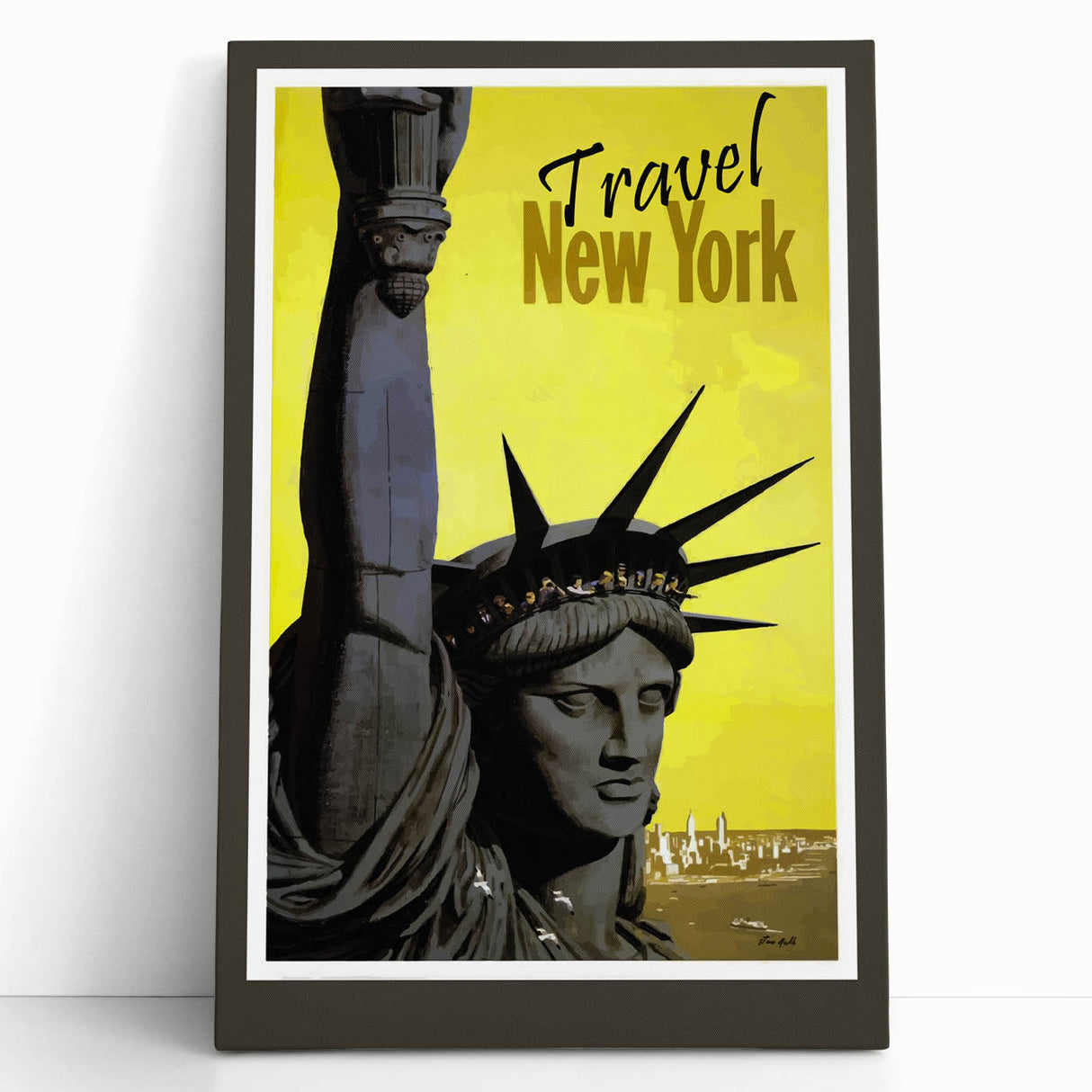 Retro New York Travel Poster - Vintage Statue of Liberty Wall Art