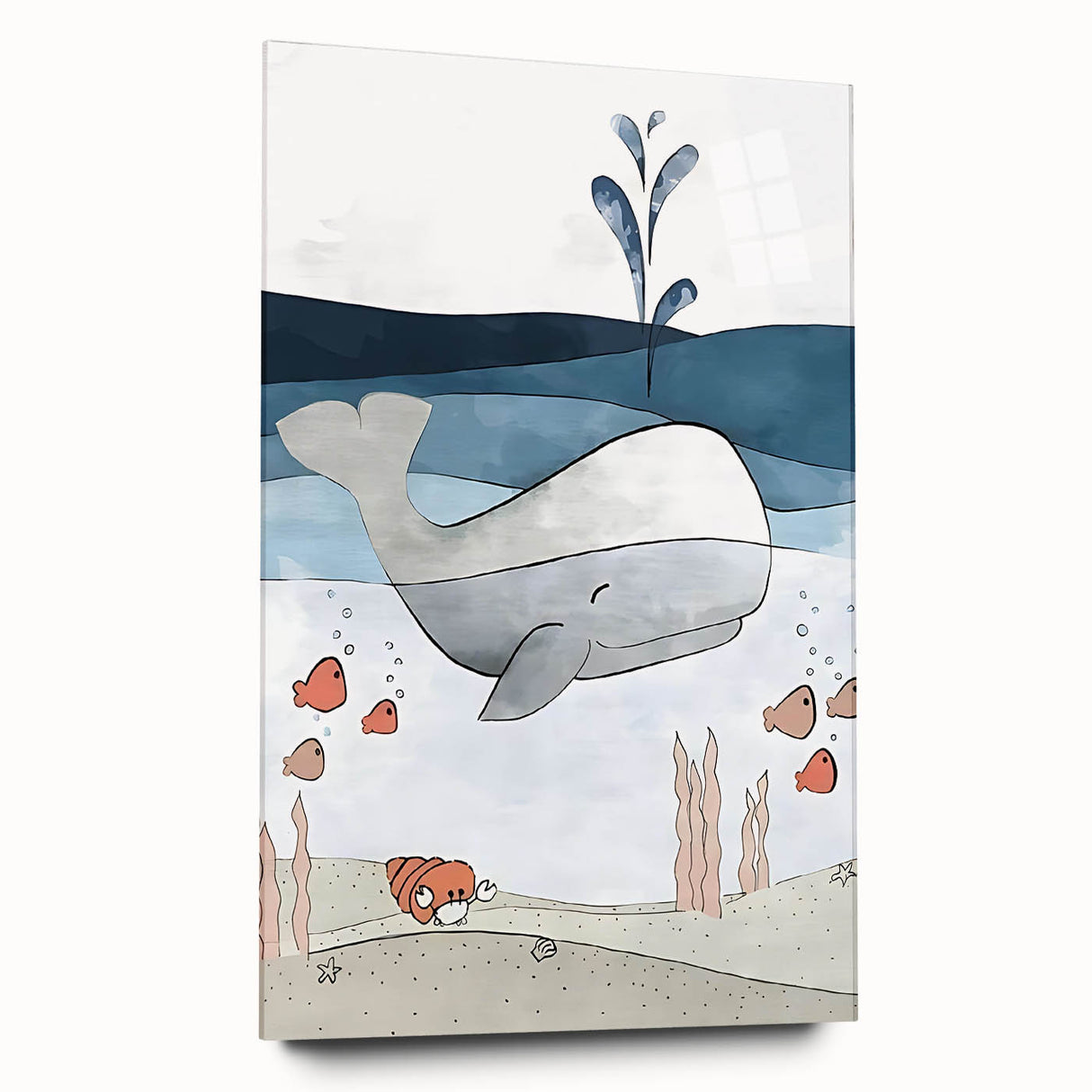 Nursery Wall Art - Peaceful Whale Kids Wall Art Prints for Boys