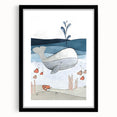 Nursery Wall Art - Peaceful Whale Kids Wall Art Prints for Boys