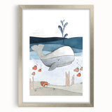 Nursery Wall Art - Peaceful Whale Kids Wall Art Prints for Boys