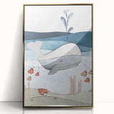 Nursery Wall Art - Peaceful Whale Kids Wall Art Prints for Boys