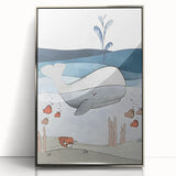 Nursery Wall Art - Peaceful Whale Kids Wall Art Prints for Boys