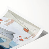 Nursery Wall Art - Peaceful Whale Kids Wall Art Prints for Boys