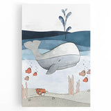 Nursery Wall Art - Peaceful Whale Kids Wall Art Prints for Boys