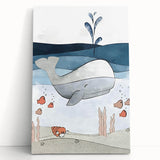 Nursery Wall Art - Peaceful Whale Kids Wall Art Prints for Boys