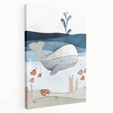 Nursery Wall Art - Peaceful Whale Kids Wall Art Prints for Boys