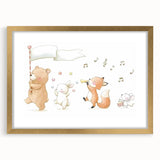 Woodland Animal Parade Nursery Wall Art - Kids Room Prints