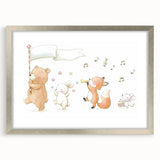 Woodland Animal Parade Nursery Wall Art - Kids Room Prints