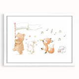 Woodland Animal Parade Nursery Wall Art - Kids Room Prints