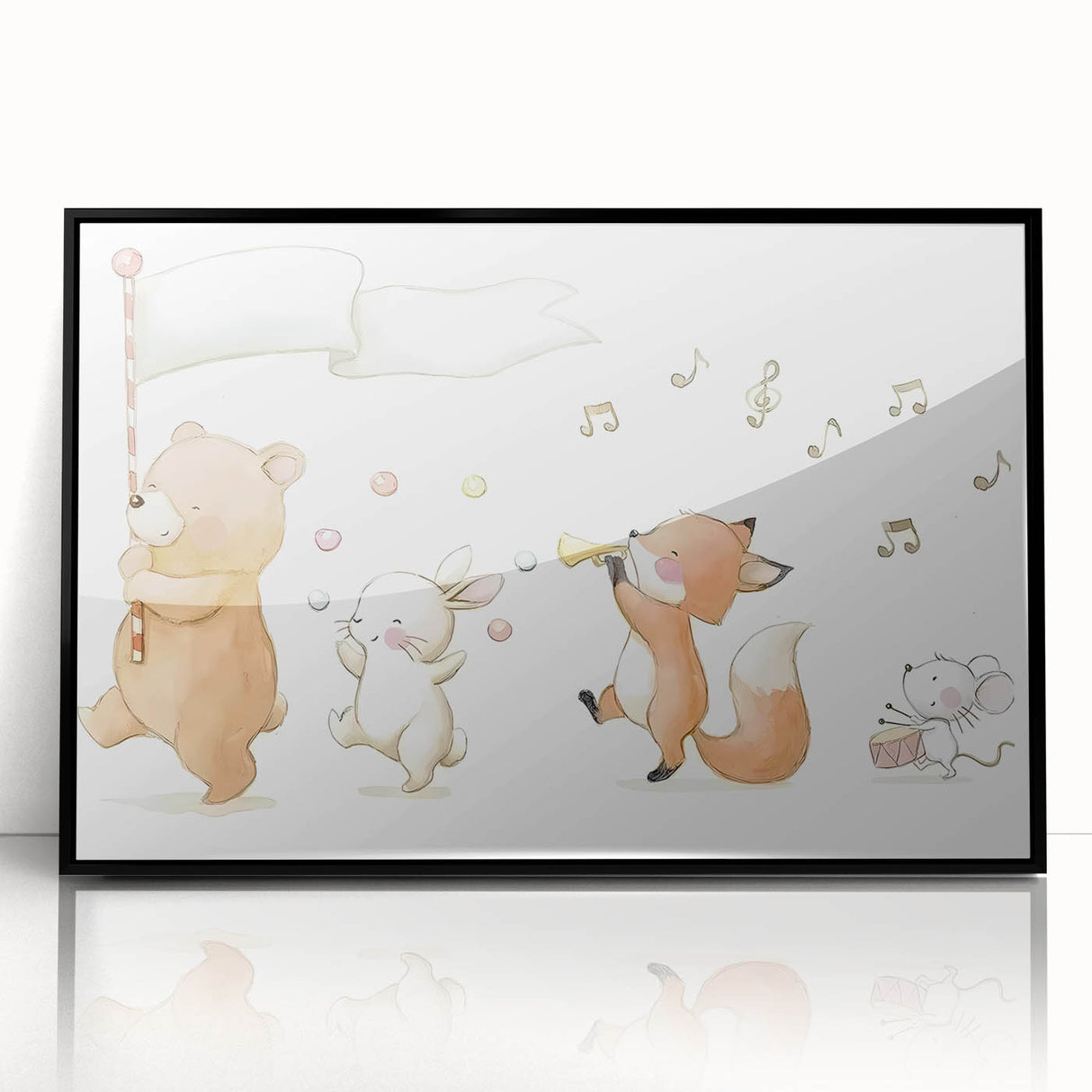 Woodland Animal Parade Nursery Wall Art - Kids Room Prints