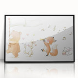 Woodland Animal Parade Nursery Wall Art - Kids Room Prints