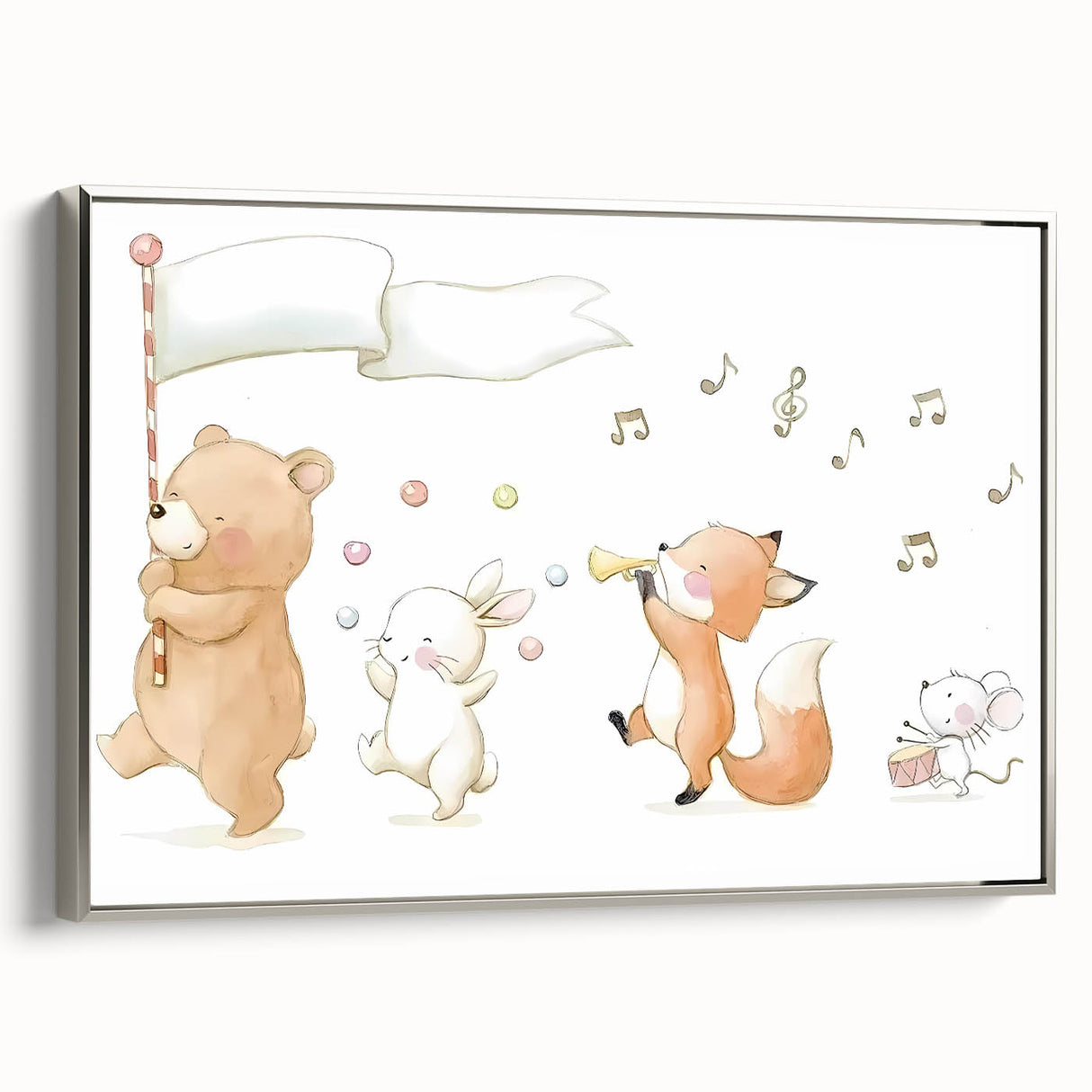 Woodland Animal Parade Nursery Wall Art - Kids Room Prints