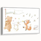 Woodland Animal Parade Nursery Wall Art - Kids Room Prints
