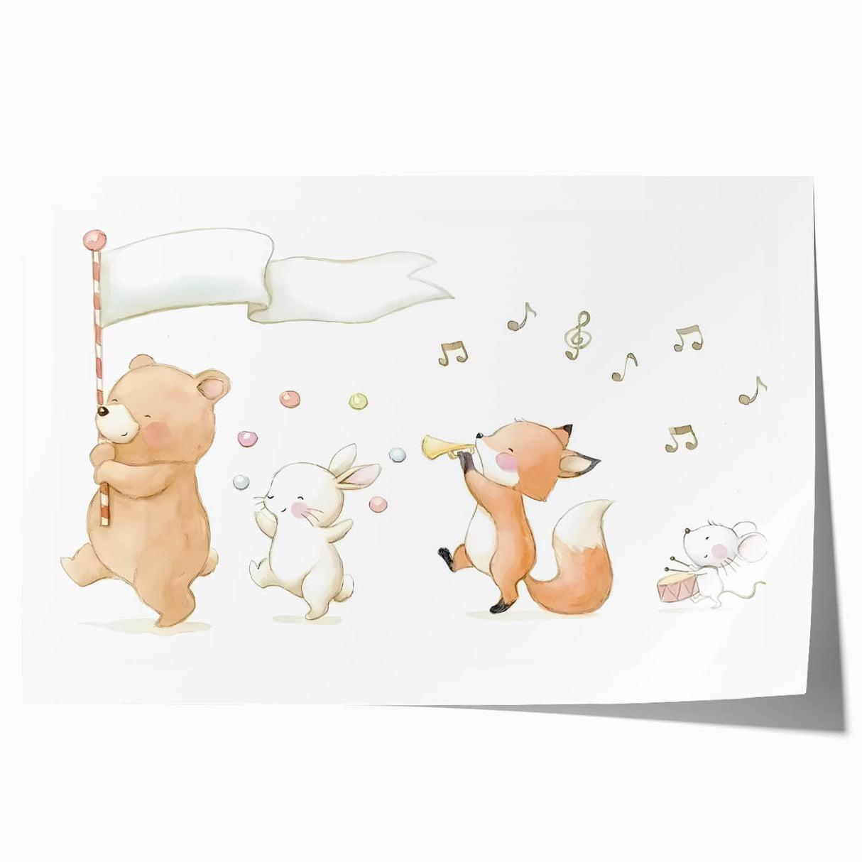 Woodland Animal Parade Nursery Wall Art - Kids Room Prints