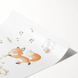 Woodland Animal Parade Nursery Wall Art - Kids Room Prints