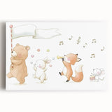 Woodland Animal Parade Nursery Wall Art - Kids Room Prints