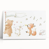 Woodland Animal Parade Nursery Wall Art - Kids Room Prints