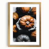 Extra large abstract art print with textured fall colors in a gold frame, ideal for living room decor.