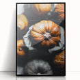 Large abstract wall art featuring autumnal colors on black framed acrylic, ideal for modern living room decor.