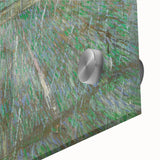 Large abstract wall art in mid-century modernist style on acrylic glass, featuring swirls of blue and yellow.