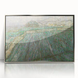 Framed acrylic print of Van Gogh-inspired artwork in muted blues and yellows, ideal for modern art wall decor.