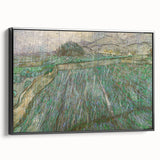 Black and white vintage poster art of a landscape on framed canvas, ideal for bedroom wall decor.