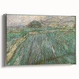 Landscape art painting of a colorful pastoral scene on a framed canvas, ideal for enhancing a living room or study.