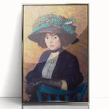 Modern Wall Art - Elegant Woman with Green Hat in Impressionist Style
