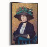 Modern Wall Art - Elegant Woman with Green Hat in Impressionist Style